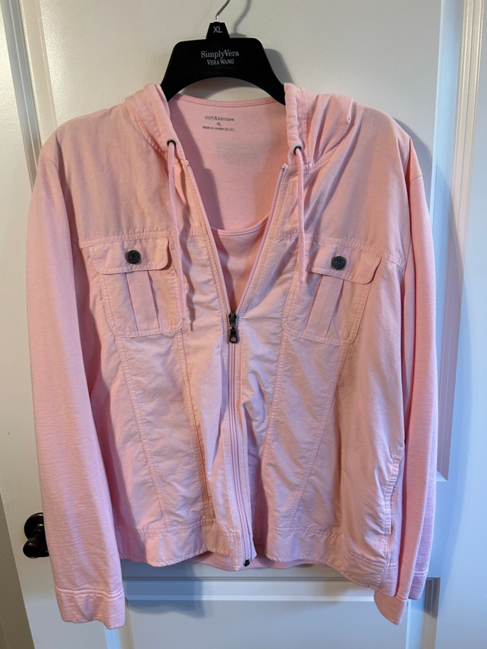 croft & barrow Light Pink Hooded Utility Jacket with matching T shirt